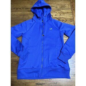 Under Armour C45 Hoodie Blue Coldgear Hooded Full Zip Fleece Sweatshirt